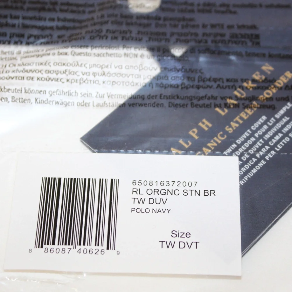 Ralph Lauren RL 624 Organic Cotton Sateen Border TWIN Duvet Cover $330 Polo Navy